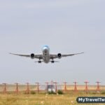 Wide-body airliner taking off from the runway