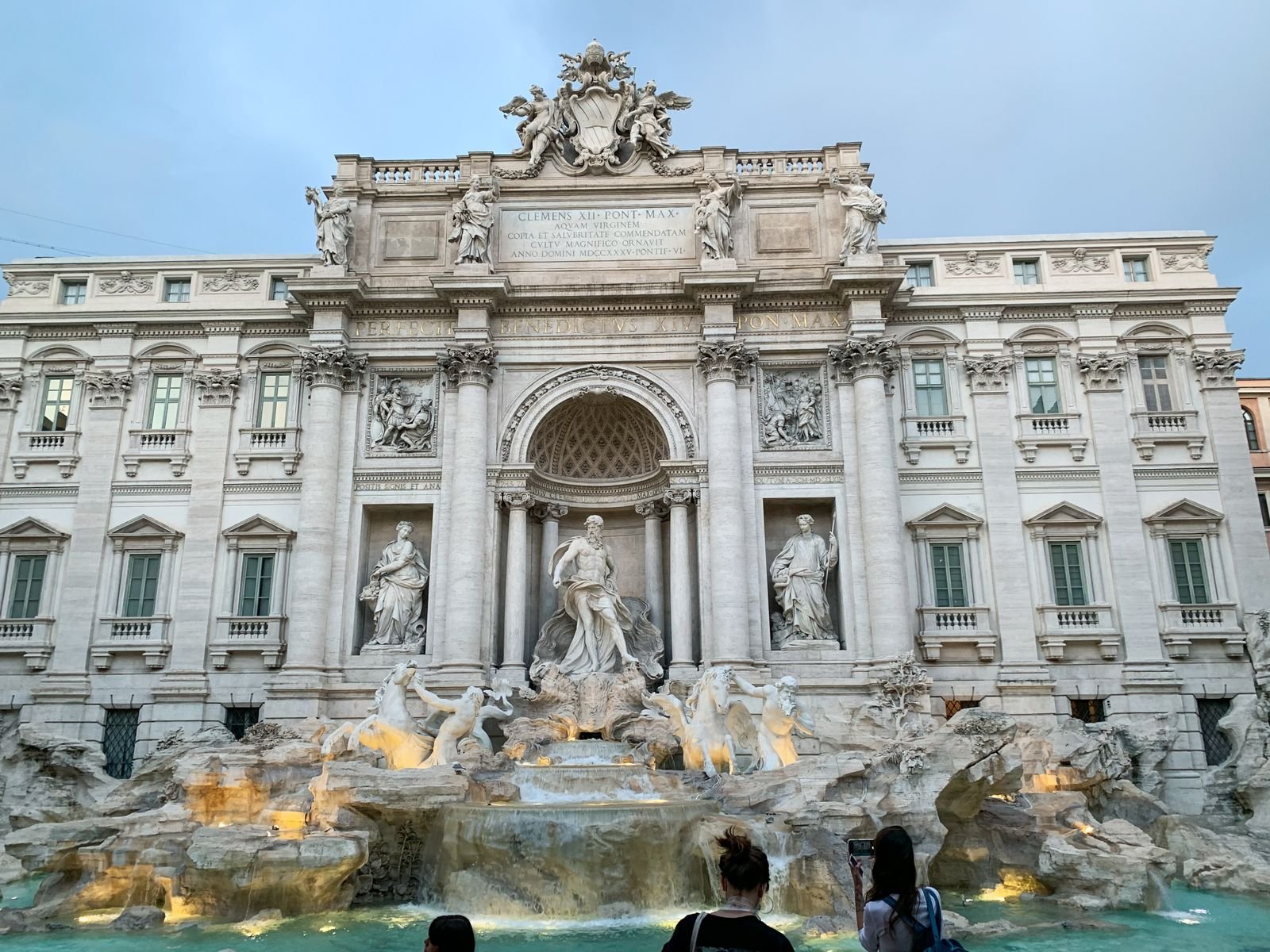 The Trevi Fountain in Rome at dusk